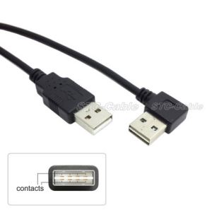 USB 2.0 um macho ao ângulo direito A cabo masculino