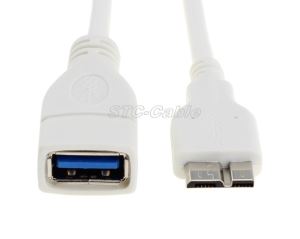 Branco USB 3.0 B Micro para cabo USB OTG feminino 3.0