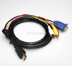 Multiuso VGA para cabo HDMI de tipo D com três Rca Jack